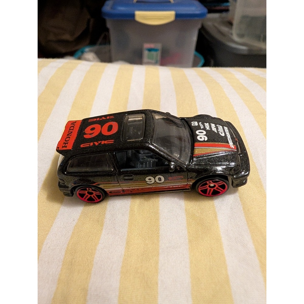 LOOSE Hot Wheels HW Workshop ‘90 Honda Civic EF Black/Red Rims VTEC JDM